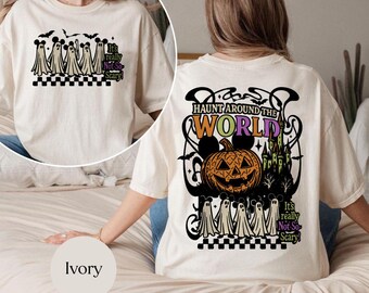 Vintage Disney Halloween Haunt Around The World Shirt, It's Really Not So Scary Shirt,Halloween Pumpkin Shirt, Disney Epcot Halloween tee