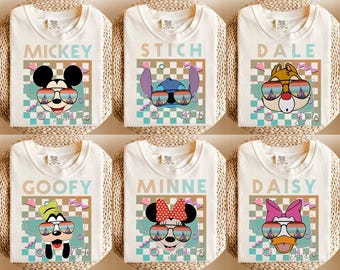 Camiseta con caras coloridas de personajes de Disney, camiseta de Mickey y sus amigos, camiseta de Toy Story, camiseta de Star Wars de Disney, camiseta de viaje familiar de 2025