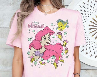 Camiseta vintage de Disney La Sirenita Ariel, camiseta de la princesa Ariel, camiseta de La Sirenita, viaje familiar a Disneyland, tour de WDW, regalo de cumpleaños