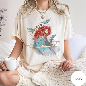 Retro Disney Brave Merida Princess Watercolor Shirt, Magic Kingdom Trip Merida Shirt, Princess Outfit, Disneyland Trip Family Outfits