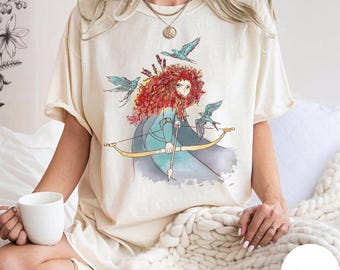 Retro Disney Brave Merida Princess Watercolor Shirt, Magic Kingdom Trip Merida Shirt, Princess Outfit, Disneyland Trip Family Outfits