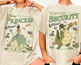 Retro Disney Princess Security Dad and Daughter Matching Shirts, Princess Tiana Kids Tee, Disney Dad Shirt, Disney Father's Day, Louis Tiana