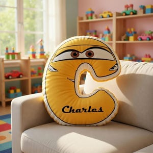 Personalized Cars Letter Pillow, Kids Cars Alphabet Pillow, Custom Lightning Mcqueen Name Pillow, Cartoon Pillow Gift, Room Decor image 2