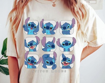 Retro Stitch Moods Shirt, Lilo And Stitch Tshirt, Funny Stitch Tee, Disneyland Family Trip, Wdw Tour, Birthday Gift, Disneyland Trip Outfits