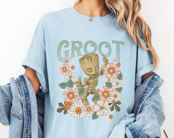 Vintage Disney Floral Groot Shirt, I Am Groot Tshirt, Guardians Of The Galaxy Tee, Disneyland Family Trip, Wdw Tour, Birthday Gift