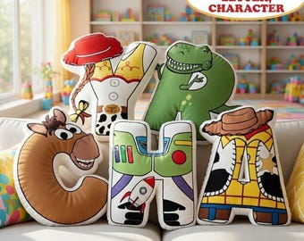 Custom Toy Story Name Letter Pillow, Disney Toy Story Pillow, Personalized Disney Pillow For Kids, Toy Story Pillow Gift, Room Decor