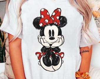 Vintage Minnie Classic Sketch Shirt, Minnie Mouse Portrait Tshirt, Retro Disney Minnie Tee, Disneyland Family Trip, Wdw Tour, Birthday Gift