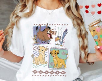 Vintage Disney König der Löwen Shirt, Simba Timon Pumbaa Kevin Tshirt, Animal Kingdom T-Shirt, Disneyland Familienausflug, Wdw Tour Shirt, Geburtstagsgeschenk