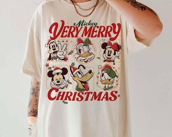 Retro Mickey'S Very Merry Christmas Shirt, Mickey And Friends Xmas Tee, Disney Christmas Holiday Tee, Disney Trip Shirt, Xmas Holiday Shirt