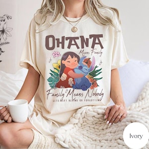 Maglietta Disney Lilo & Stitch &quot;Ohana Means Family&quot;, Maglietta Disney Stitch, Maglietta Aloha Hawaii, Maglietta estiva retrò Lilo & Stitch, Viaggio in famiglia coordinato