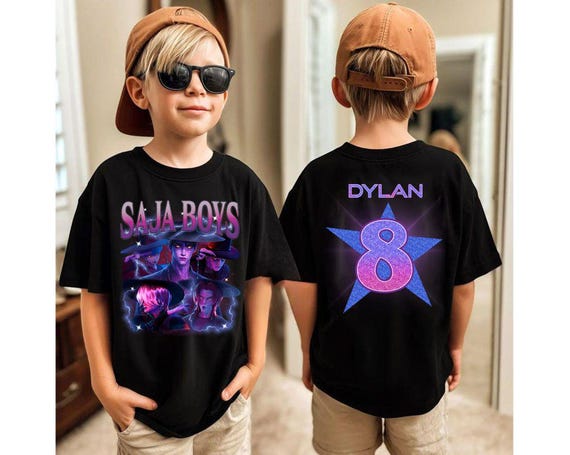 Custom Saja Boys Birthday Boy Shirt, Personalized Kpop Demon Hunter Birthday Tee, Back to School, Gift for Saja fan, Birthday Gift for Kid