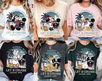 Camiseta personalizada de todos los personajes de Disney Cruise, Vacaciones familiares en crucero de Disney 2026, Disney Wish Dream Magic Wonder Fantasy