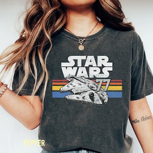 Retro 90S Star Wars Millennium Falcon 77 Shirt, Disney Lines Logo Tshirt, Galaxy&#39;S Edge Tee, Disneyland Family Trip, Wdw Tour, Star War fan
