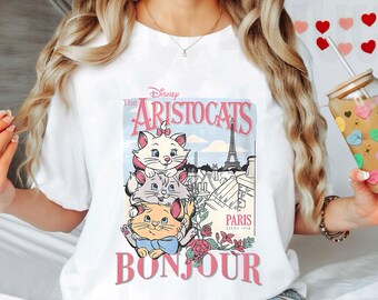 Vintage Disney The Aristocats Shirt, Paris Bonjour Since 1970 shirt, Marie Toulouse Berlioz Tee, Disney Family Trip, Wdw Tour, Birthday Gift