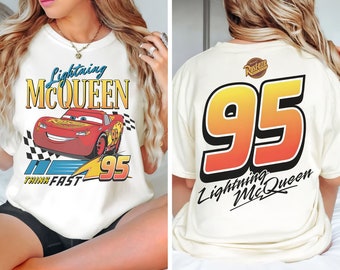 Chemise rétro Lightning Mcqueen, t-shirt Lightning Mcqueen 95, t-shirt du film Cars Disney, voyage en famille à Disneyland, royaume magique de Wdw, cadeau d'anniversaire