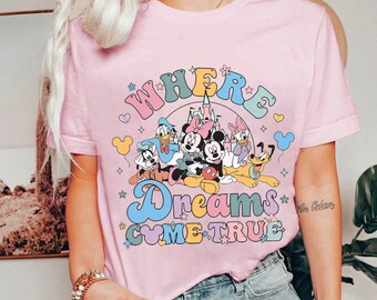 Disney wo Träume wahr werden Shirt, Retro Micky und Freunde T-Shirt, Disneyland Reise T-Shirt, Disneyland Familienausflug