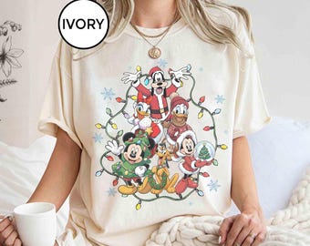 Vintage Disney Mickey Christmas Lights Shirt, Disney Christmas Tshirt, Mickey And Friends Xmas Tee, Disney Trip Shirt, Xmas Holiday Shirt