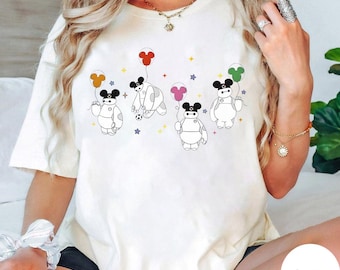 Camiseta Disney Big Hero 6 con globos de Baymax, camiseta de cumpleaños de Baymax, regalo de cumpleaños de Baymax de Hiro Hamada, camiseta a juego para viaje a Disneyland, camiseta de Disney