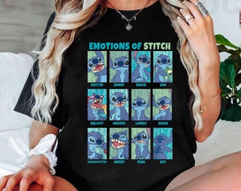 Vintage Disney Emotions Of Stitch Panels Shirt, Lilo & Stitch Tshirt, Stitch Emotions Tee, Disneyland Family Trip, Wdw Tour, Birthday Gift