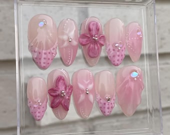 Spring Pink Flower Press Ons