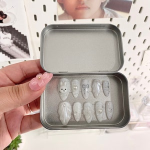 Hand Made Press Ons | miffy nails | 3D nail art| pearl finish