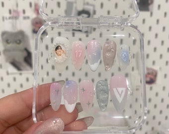 ANNAページ　ネイルパーツ　kpop TXT SEVENTEEN Seventeen Press on Nails: K-pop Concert Inspired, Handmade - Etsy