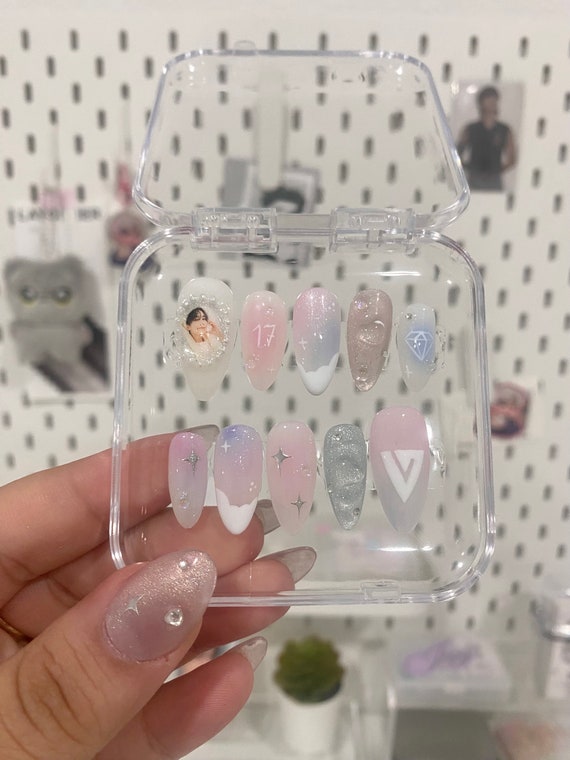 Seventeen Press on Nails: K-pop Concert Inspired, Handmade - Etsy
