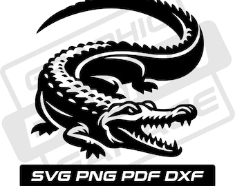 Crocodile svg - pdf - png - dxf - crocodile silhouette - alligator - commercial use - reptile - croc - clip art - instant download - gator