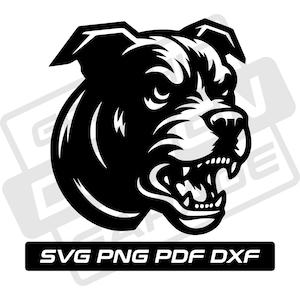 Angry dog svg - pdf - png - dxf - angry dog head - dog silhouette - commercial use - guard dog - warning dog - clip art - instant download