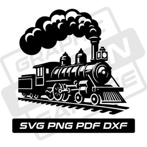 Tren svg - pdf - png - dxf - tren de vapor - uso comercial - motor de costura svg - silueta de tren - clip art - descarga instantánea - locomotora