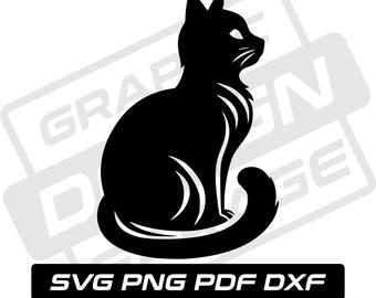 Gato SVG - PDF - PNG - DXF - Señora de los gatos SVG - Silueta de gato - Uso comercial - Gatito SVG - Gatito - Clip Art - Descarga instantánea - Amante de los gatos