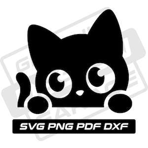 Guckende Katze svg - pdf - png - dxf - Katzensilhouette - gespannte Katze - kommerzielle Nutzung - Katzenmama - Katzengesicht - Clip Art - Sofortdownload - Katze
