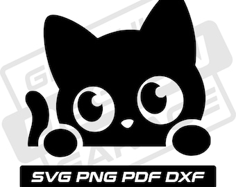 Peeking cat svg - pdf - png - dxf - cat silhouette - peeping cat - commercial use - cat mom - cat face - clip art - instant download - cat