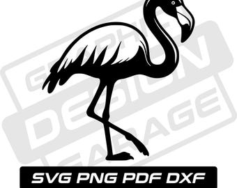 Flamingo svg - pdf - png - dxf - fågelsvg - flamingosiluett - kommersiellt bruk - zoofågel svg - djursvg - clipart - direktnedladdning