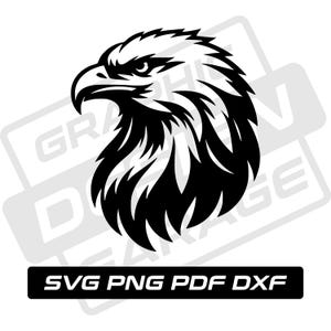 Testa d'aquila svg - pdf - png - dxf - faccia d'aquila - aquila americana - uso commerciale - uccello - silhouette - clip art - download immediato - aquila