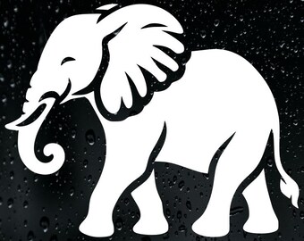 Elephant Sticker Vinyl Decal Car Bumper Window Animal Tusks Trunk Silhouette