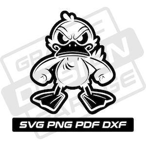 Pato enojado svg - pdf - png - dxf - pato - pato gruñón - uso comercial - pájaro - silueta de pato - clip art - descarga instantánea - pato de dibujos animados