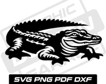 Crocodile svg - pdf - png - dxf - crocodile silhouette - alligator - commercial use - reptile - croc - clip art - instant download - gator
