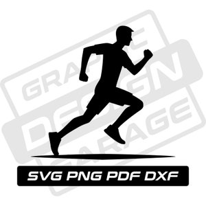 Coureur svg - pdf - png - dxf - coureur masculin - course - usage commercial - jogger - silhouette - clipart - téléchargement immédiat - marathon - sports