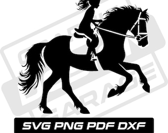 Girl riding horse svg - pdf - png - dxf - cowgirl silhouette - commercial use - western - rodeo - clip art - instant download - horse girl