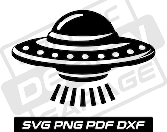 UFO svg - pdf - png - dxf - alien - commercial use - aliens ufo - ufo silhouette - clip art - instant download - flying saucer - space ship