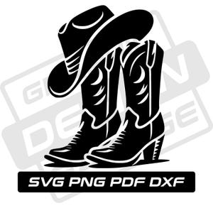 Cowgirl Stiefel mit Hut svg - pdf - png - dxf - Cowgirl Stiefel Silhouette - kommerzielle Nutzung - Western - Rodeo - Clip Art - sofort Download