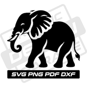 Elefante in formato svg - pdf - png - dxf - sagoma di elefante - animale dello zoo - uso commerciale - animale africano - zanne - clip art - download istantaneo