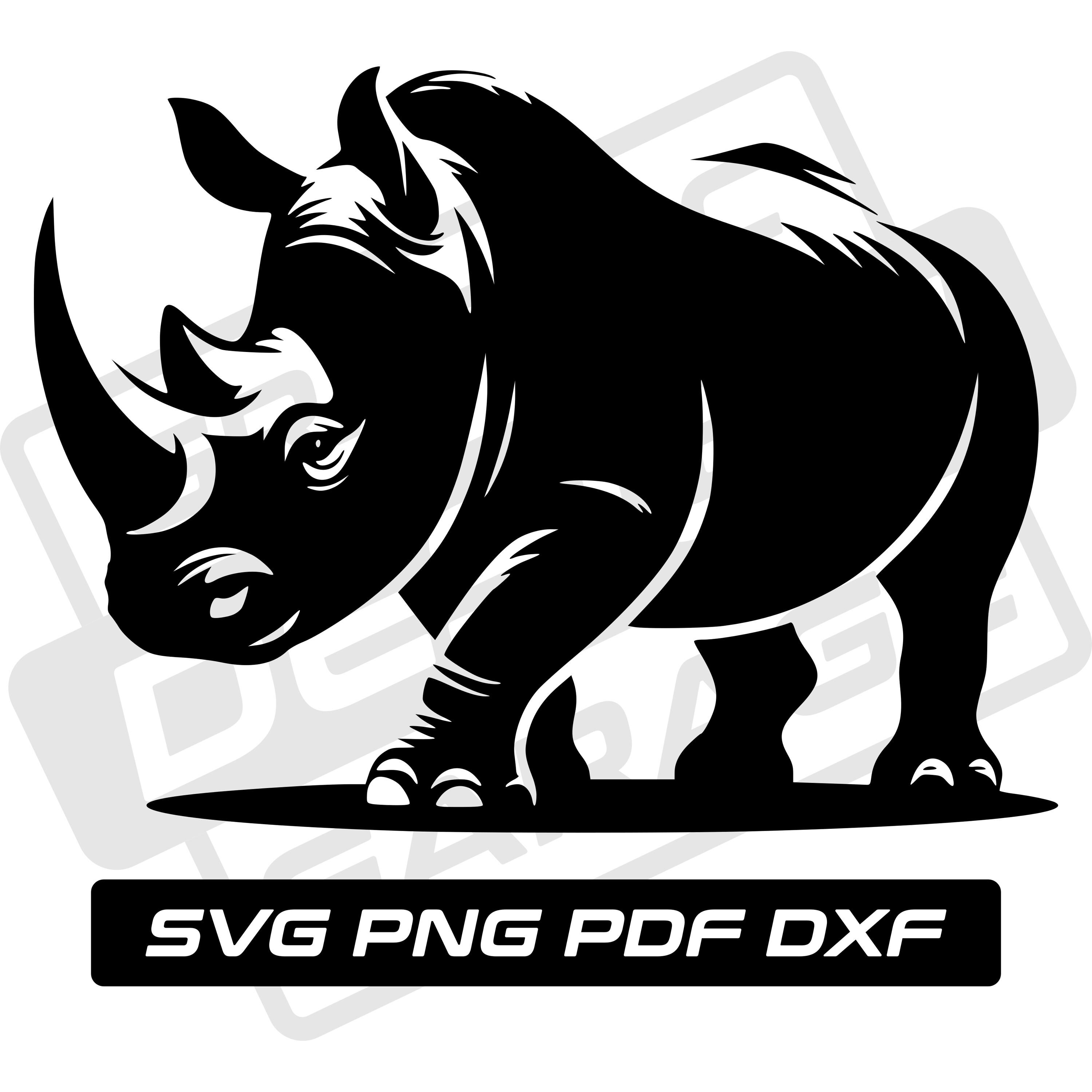 Rinoceronte SVG - PDF - PNG - DXF - Rinoceronte - Silueta de rinoceronte -  Uso comercial - Fauna africana - Imágenes prediseñadas - Descarga  instantánea - Safari SVG, image size:3000x3000