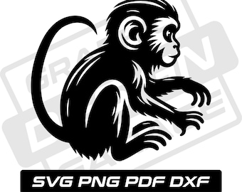 Monkey svg - pdf - png - dxf - baby monkey - monkey silhouette - commercial use - ape - zoo animal - clip art - instant download - wildlife
