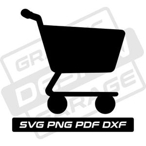 ショッピングカート SVG - PDF - PNG - DXF - ショッピングカート - 商用利用 - 食品 - ショッピングカートのシルエット - クリップアート - 即時ダウンロード