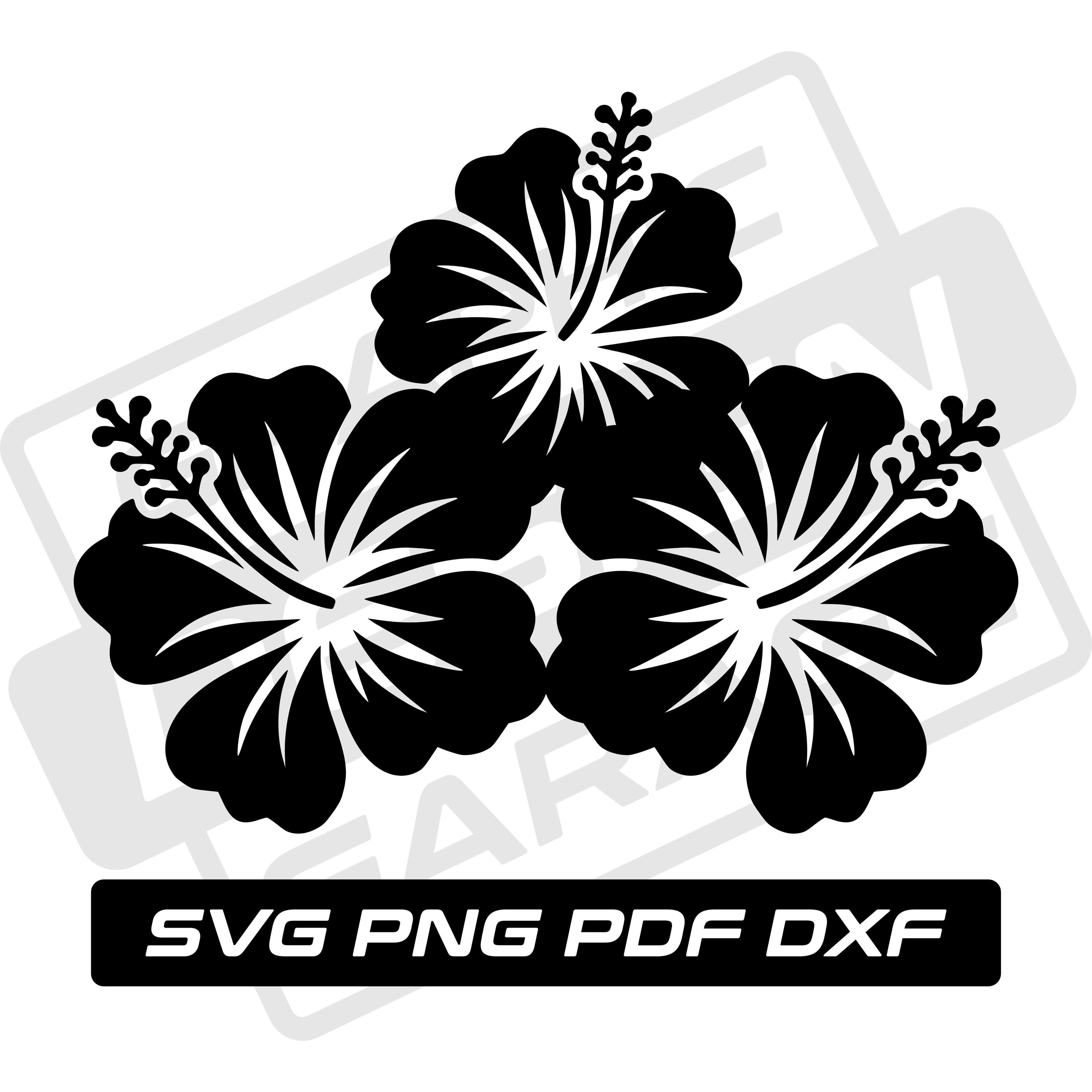 Hibiscus Svg - Pdf - Png - Dxf - Hawaiian Flower - Tropical Flower ...