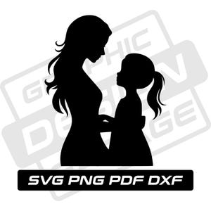 Mutter und Tochter svg - pdf - png - dxf - Mamaleben - Kommerzielle Nutzung - Mädchen Mama - Silhouette - Clip Art - Sofort Download - Muttertag
