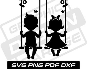 Swing set svg - pdf - png - dxf - kids playground - childhood - commercial use - swings - silhouette - clip art - instant download