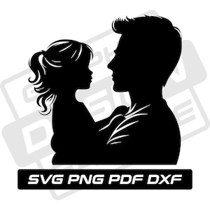 Père et fille svg - pdf - png - dxf - vie de papa - usage commercial - papa fille - silhouette - clipart - téléchargement immédiat - fête des pères